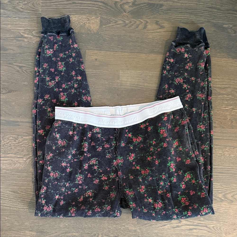 Alexander Wang Black Floral Lounge Pants